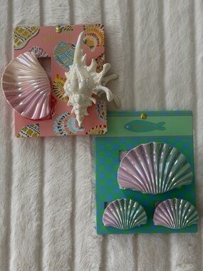 Piper K Seashell Hair Clip Set 5 Large Medium Claw Iridescent Conch Mermaid NWT